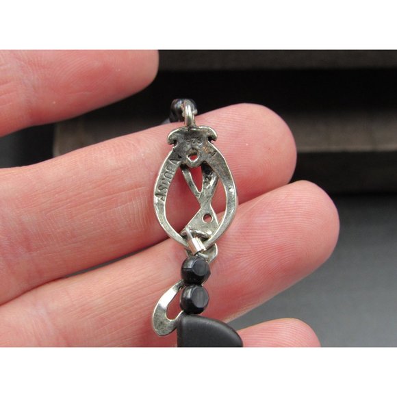 7" Sterling Silver Black Stone & Red Shell Bracelet Vintage Elegant Beautiful - Picture 5 of 7